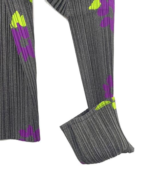 PLEATS PLEASE（プリーツプリーズ）PLEATS PLEASE (プリーツプリーズ) 長袖ブラウス パープル×ライトグリーン×グレー サイズ:2の古着・服飾アイテム