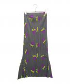 PLEATS PLEASEプリーツプリーズ）の古着「プリーツイージースカート」｜パープル×ライトグリーン×グレー