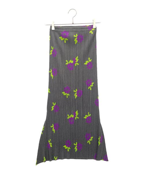PLEATS PLEASE（プリーツプリーズ）PLEATS PLEASE (プリーツプリーズ) プリーツイージースカート パープル×ライトグリーン×グレー サイズ:2の古着・服飾アイテム