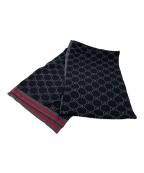 GUCCIグッチ）の古着「GG柄ウールマフラー」｜ブラック