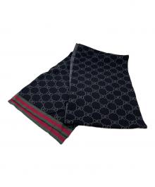 GUCCI（グッチ）の古着「GG柄ウールマフラー」｜ブラック