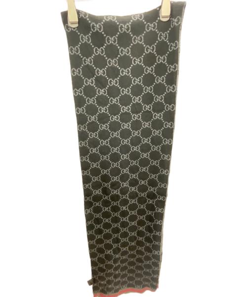 GUCCI（グッチ）GUCCI (グッチ) GG柄ウールマフラー ブラックの古着・服飾アイテム