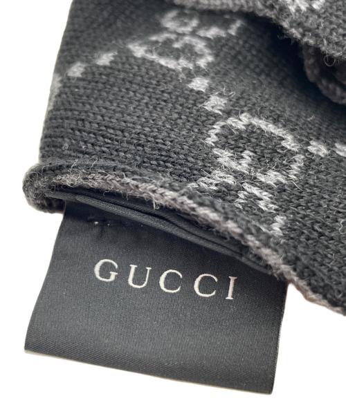 GUCCI（グッチ）GUCCI (グッチ) GG柄ウールマフラー ブラックの古着・服飾アイテム