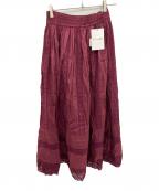 sara mallikaサラマリカ）の古着「プリーツレーススカート」｜ワインレッド
