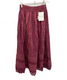 sara mallika（サラマリカ）の古着「プリーツレーススカート」｜ワインレッド