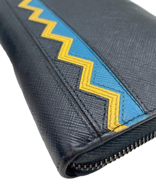 PRADA（プラダ）PRADA (プラダ) 長財布 ネイビー×イエローの古着・服飾アイテム