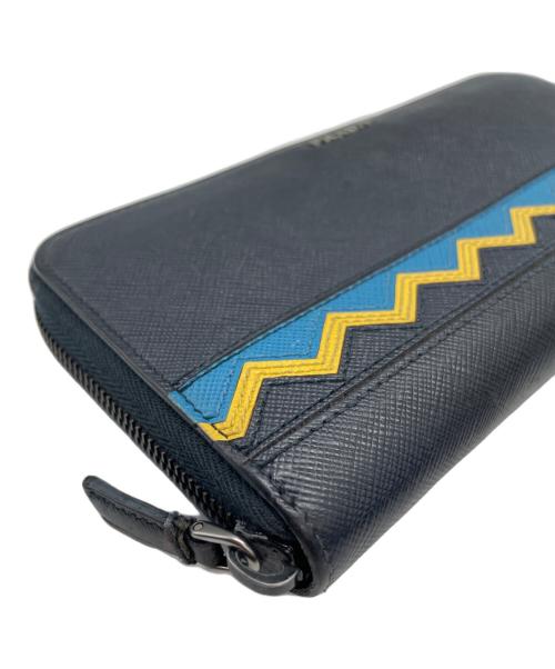 PRADA（プラダ）PRADA (プラダ) 長財布 ネイビー×イエローの古着・服飾アイテム