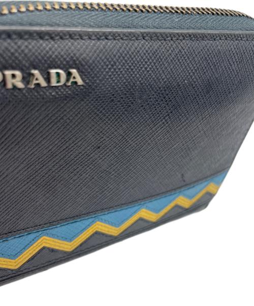 PRADA（プラダ）PRADA (プラダ) 長財布 ネイビー×イエローの古着・服飾アイテム