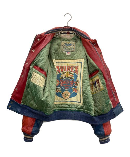 AVIREX（アヴィレックス）AVIREX (アヴィレックス) レザージャケット レッド×ネイビー サイズ:SIZE Sの古着・服飾アイテム