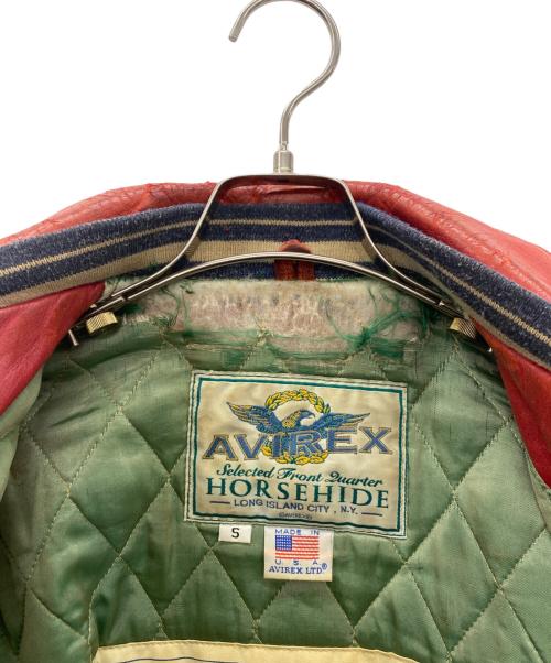 AVIREX（アヴィレックス）AVIREX (アヴィレックス) レザージャケット レッド×ネイビー サイズ:SIZE Sの古着・服飾アイテム