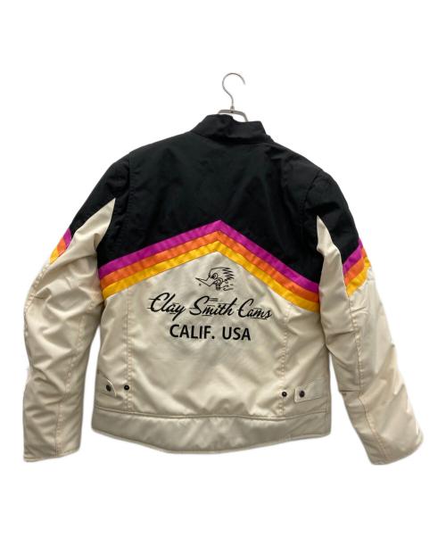 CLAY SMITH（クレイスミス）CLAY SMITH (クレイスミス) バイカージャケット アイボリー×パープル サイズ:LLの古着・服飾アイテム