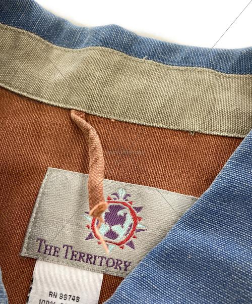 THE TERRITORY AHEAD（ザ テリトリー アヘッド）THE TERRITORY AHEAD (ザ テリトリー アヘッド) シャツジャケット ブルー×ブラウン サイズ:Ｍの古着・服飾アイテム