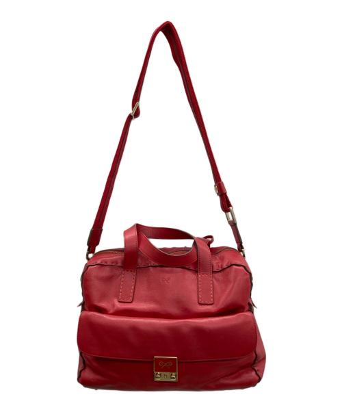 ANYA HINDMARCH（アニヤ・ハインドマーチ）ANYA HINDMARCH (アニヤ・ハインドマーチ) 2WAYバッグ レッドの古着・服飾アイテム