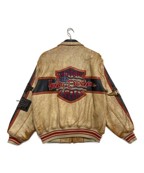HARLEY-DAVIDSON（ハーレーダビッドソン）HARLEY-DAVIDSON (ハーレーダビッドソン) レザージャケット カーキ サイズ:Lの古着・服飾アイテム
