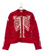 VANSONバンソン）の古着「ボーンスカルトラックジャケット」｜レッド