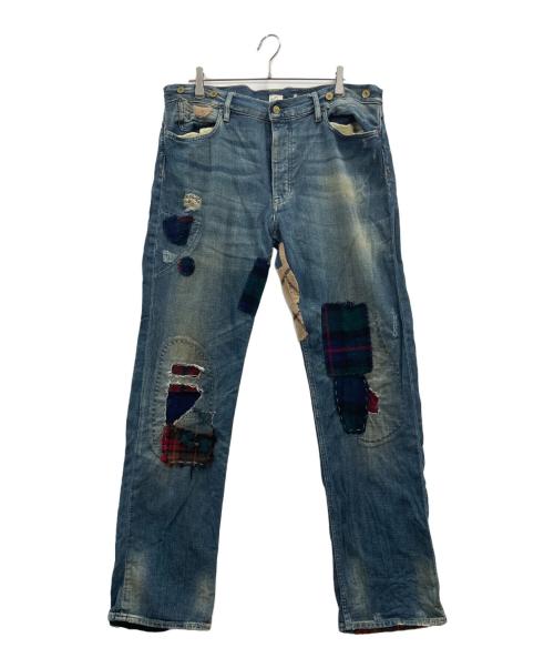 POLO RALPH LAUREN（ポロ・ラルフローレン）POLO RALPH LAUREN (ポロ・ラルフローレン) パッチワークデニムパンツ インディゴ サイズ:36の古着・服飾アイテム
