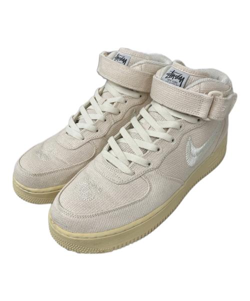 NIKE（ナイキ）NIKE (ナイキ) stussy (ステューシー) ハイカットスニーカー ベージュ サイズ:27の古着・服飾アイテム