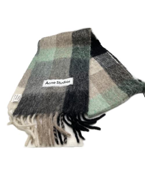 Acne studios（アクネ ストゥディオズ）Acne studios (アクネ ストゥディオズ) モヘアチェックスカーフ グリーン×ブラックの古着・服飾アイテム
