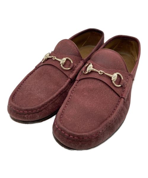 GUCCI（グッチ）GUCCI (グッチ) MTO ホースビットローファー ワインレッド サイズ:7の古着・服飾アイテム