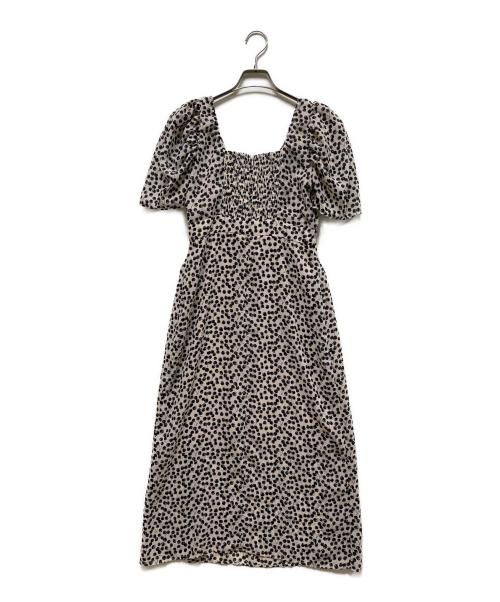 HER LIP TO（ハーリップトゥ）HER LIP TO (ハーリップトゥ) Cherry Pattern Cache-Coeur One-Piece ベージュ×ブラック サイズ:Ｍの古着・服飾アイテム