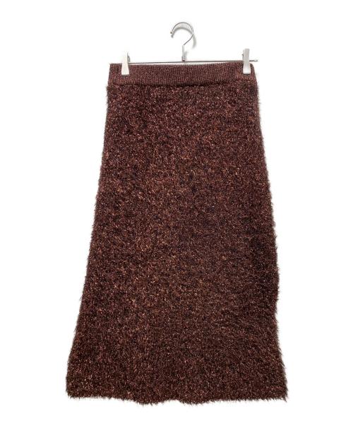 sara mallika（サラマリカ）sara mallika (サラマリカ) SHINY FLUFFY KNIT SKIRT ブラウン サイズ:FREEの古着・服飾アイテム