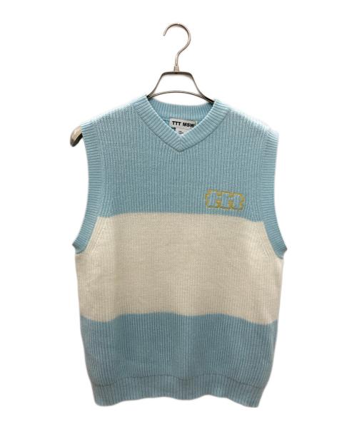 TTT MSW（ティー）TTT MSW (ティー) ニットベスト スカイブルー サイズ:Sの古着・服飾アイテム