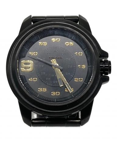 DIESEL ディーゼル 腕時計 - 黒x茶 【古着】【中古】 中古・古着通販】DIESEL (ディーゼル) 腕時計 ブラック×ゴールド
