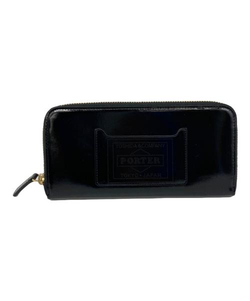 PORTER（ポーター）PORTER (ポーター) GLASS LEATHER LONG WALLET ブラックの古着・服飾アイテム
