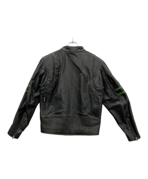 AVIREX（アヴィレックス）AVIREX (アヴィレックス) バイカーレザージャケット ブラック×グリーン サイズ:Sの古着・服飾アイテム