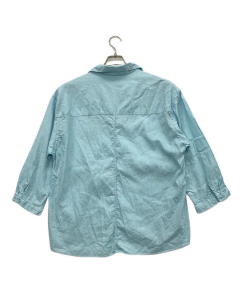 LACOSTE（ラコステ）LACOSTE (ラコステ) リネンコットンスキッパーネックシャツ スカイブルー サイズ:40の古着・服飾アイテム