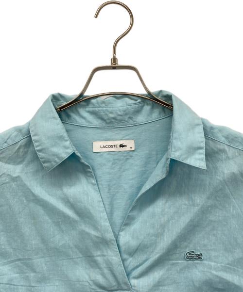 LACOSTE（ラコステ）LACOSTE (ラコステ) リネンコットンスキッパーネックシャツ スカイブルー サイズ:40の古着・服飾アイテム