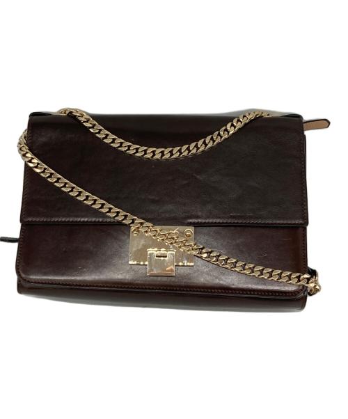 JIMMY CHOO（ジミーチュウ）JIMMY CHOO (ジミーチュウ) チェーンショルダーバッグ ブラウンの古着・服飾アイテム