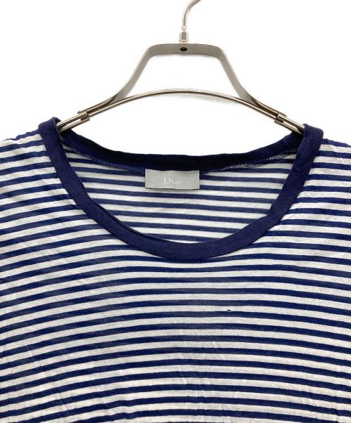 Dior（ディオール）Dior (ディオール) ボーダーTシャツ ネイビー×ホワイト サイズ:Ｍの古着・服飾アイテム