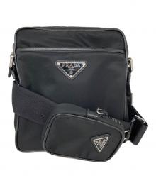 PRADA（プラダ）の古着「Re-Nylon xサフィアーノレザー ショルダーバッグ」｜ブラック