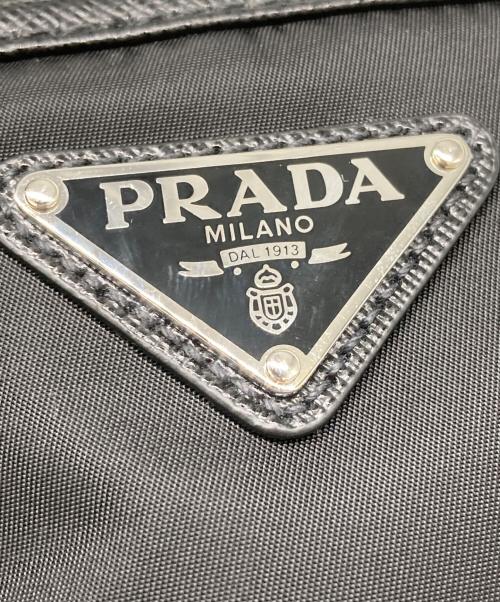 PRADA（プラダ）PRADA (プラダ) Re-Nylon xサフィアーノレザー ショルダーバッグ ブラックの古着・服飾アイテム