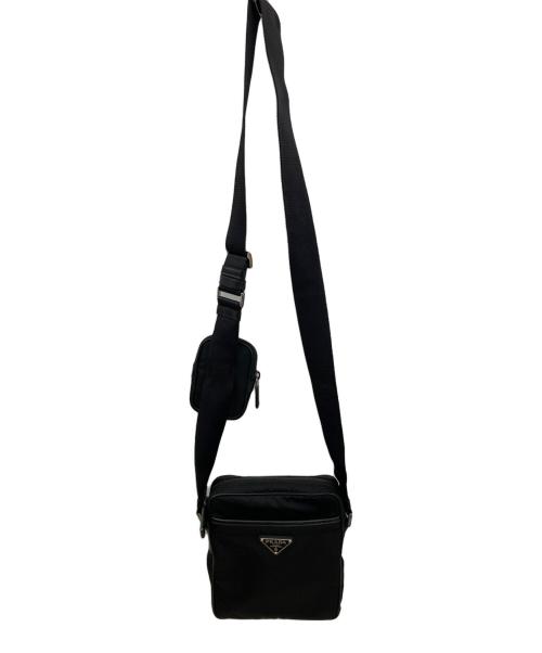 PRADA（プラダ）PRADA (プラダ) Re-Nylon xサフィアーノレザー ショルダーバッグ ブラックの古着・服飾アイテム