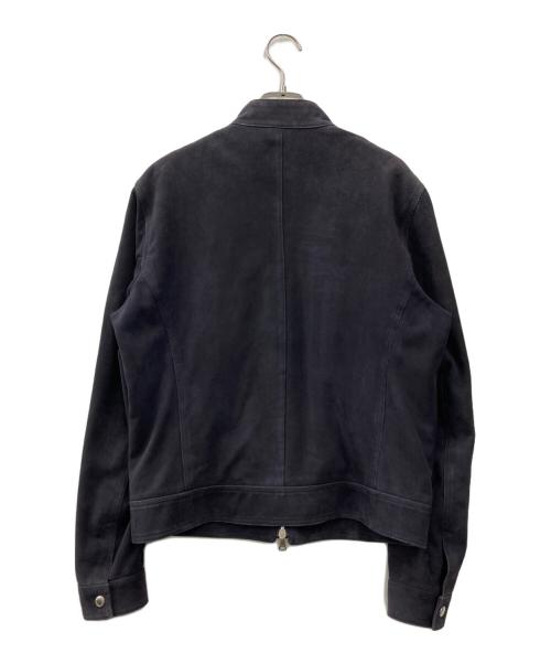 EMMETI（エンメティ）EMMETI (エンメティ) スエード スタンドカラー ブルゾン ネイビー サイズ:SIZE 48の古着・服飾アイテム