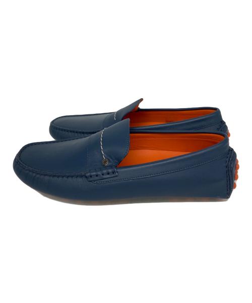HERMES（エルメス）HERMES (エルメス) ドライビングシューズ ネイビー×オレンジ サイズ:9 1/2の古着・服飾アイテム