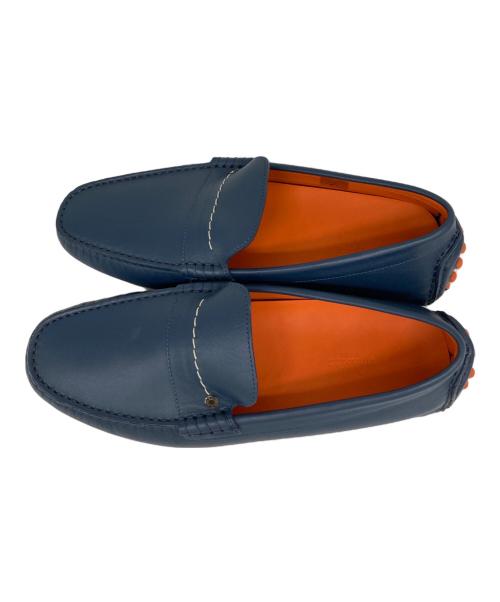 HERMES（エルメス）HERMES (エルメス) ドライビングシューズ ネイビー×オレンジ サイズ:9 1/2の古着・服飾アイテム