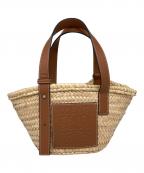 LOEWEロエベ）の古着「バスケットバッグ スモール（ヤシの葉＆カーフ）」｜ベージュ