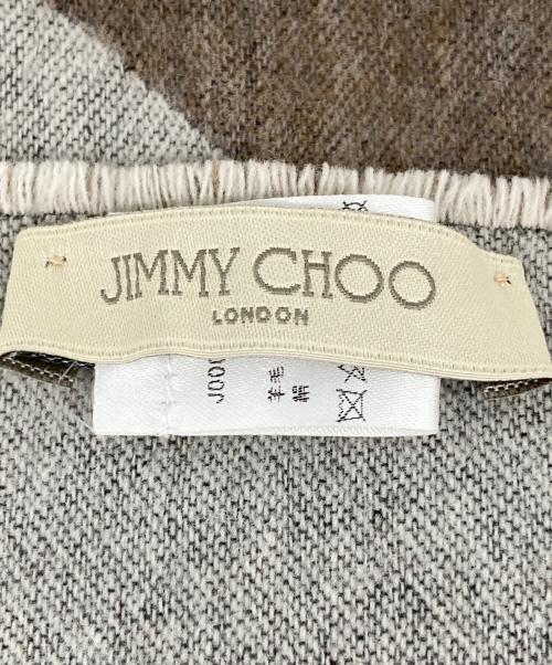 JIMMY CHOO（ジミーチュウ）JIMMY CHOO (ジミーチュウ) ウールマフラー グレー×ブラウンの古着・服飾アイテム