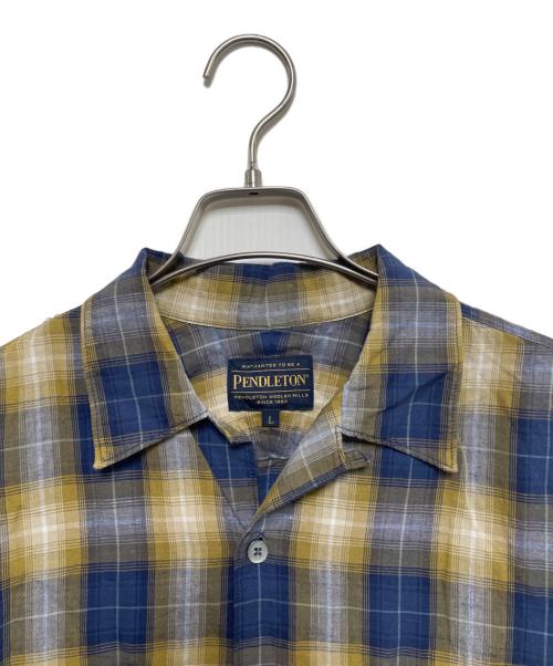 PENDLETON（ペンドルトン）PENDLETON (ペンドルトン) 半袖シャツ イエロー×ネイビー サイズ:Lの古着・服飾アイテム