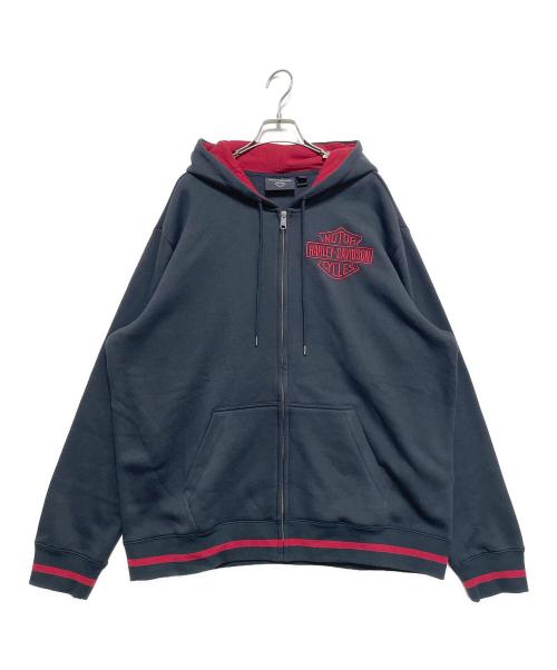 HARLEY-DAVIDSON（ハーレーダビッドソン）HARLEY-DAVIDSON (ハーレーダビッドソン) ジップパーカー ブラック×レッド サイズ:XLの古着・服飾アイテム