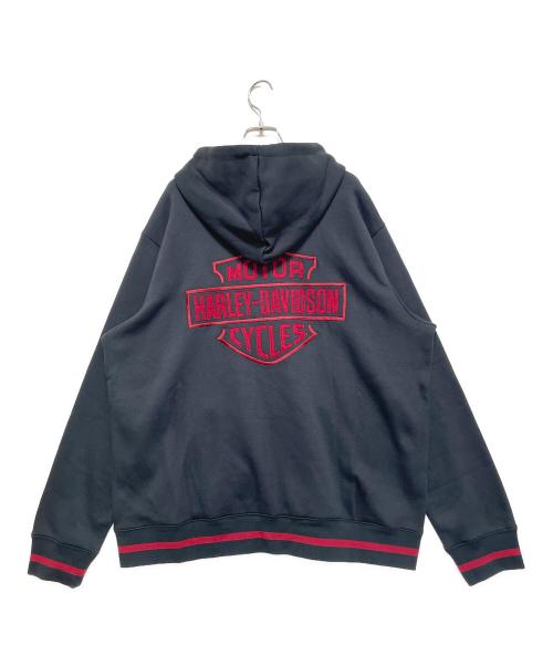 HARLEY-DAVIDSON（ハーレーダビッドソン）HARLEY-DAVIDSON (ハーレーダビッドソン) ジップパーカー ブラック×レッド サイズ:XLの古着・服飾アイテム