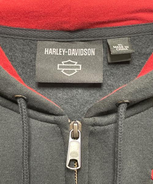 HARLEY-DAVIDSON（ハーレーダビッドソン）HARLEY-DAVIDSON (ハーレーダビッドソン) ジップパーカー ブラック×レッド サイズ:XLの古着・服飾アイテム