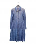 PLEATS PLEASEプリーツプリーズ）の古着「シャツワンピース」｜ネイビー×ホワイト