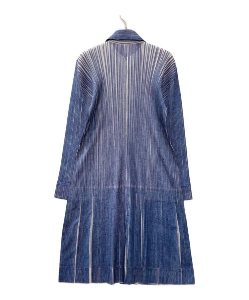 PLEATS PLEASE（プリーツプリーズ）PLEATS PLEASE (プリーツプリーズ) シャツワンピース ネイビー×ホワイト サイズ:SIZE 3の古着・服飾アイテム