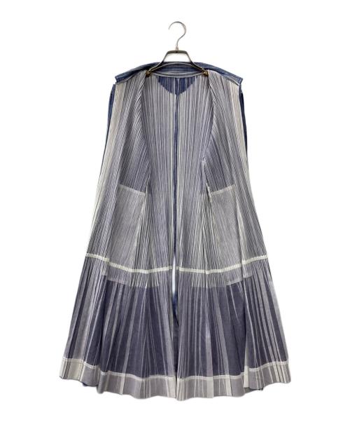 PLEATS PLEASE（プリーツプリーズ）PLEATS PLEASE (プリーツプリーズ) シャツワンピース ネイビー×ホワイト サイズ:SIZE 3の古着・服飾アイテム