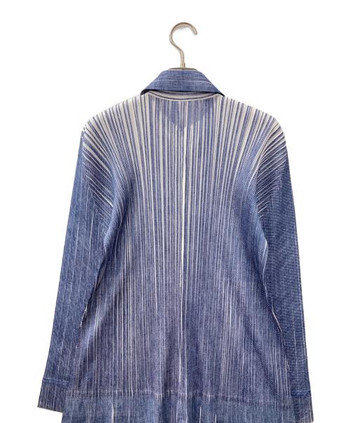 PLEATS PLEASE（プリーツプリーズ）PLEATS PLEASE (プリーツプリーズ) シャツワンピース ネイビー×ホワイト サイズ:SIZE 3の古着・服飾アイテム
