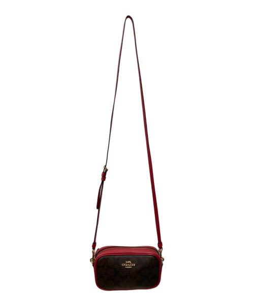 COACH（コーチ）COACH (コーチ) 2WAYウエストポーチ レッド×ブラウンの古着・服飾アイテム